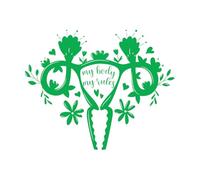 Stickers finement sculptés Citation féministe : mon corps, mes règles, système reproducteur féminin 41x51.2cm Amovible sans laisser de colle Vert