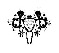 Stickers finement sculptés Citation féministe : mon corps, mes règles, système reproducteur féminin 41x51.2cm Fourni avec un kit de film de transfert Noir