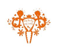 Stickers finement sculptés Citation féministe : mon corps, mes règles, système reproducteur féminin 65.6x81.9cm Peinture murale artistique Orange