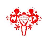 Stickers finement sculptés Citation féministe : mon corps, mes règles, système reproducteur féminin 65.6x81.9cm N'abîme pas le mur Rouge