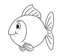 Stickers finement sculptés Coloriage de poisson mignon pour enfants 36x36.7cm Culture du tatouage Noir
