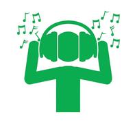 Stickers finement sculptés Fan DJ Musique Casque Ondes sonores Notes 36x36.3cm Embellissement mural Vert