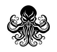 Stickers finement sculptés Icône du logo noir de l'Autorité abyssale, Tactique des tentacules 54x56.7cm Modification et ajout d'informations possibles Noir