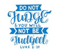 Stickers finement sculptés Inscription manuscrite avec un verset biblique : « Ne jugez pas ». 72x73cm Étanche Bleu