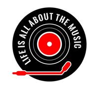 Stickers finement sculptés La vie, c'est avant tout la musique, citation typographique, design 42x42cm Embellissement mural Noir