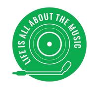 Stickers finement sculptés La vie, c'est avant tout la musique, citation typographique, design 54.6x54.6cm Personnalisation Vert