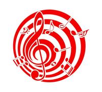 Stickers finement sculptés logo avec des notes de musique 67.2x70.9cm Multicolore Rouge