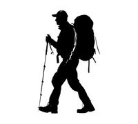 Stickers finement sculptés silhouette d'un randonneur en pied 50.4x83.3cm Embellissement mural Noir