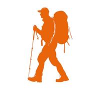 Stickers finement sculptés silhouette d'un randonneur en pied 57.6x95.2cm Personnalisation Orange