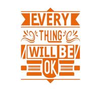 Stickers finement sculptés Tout ira bien, citations positives, typographie 52x66.7cm Amovible sans laisser de colle Orange