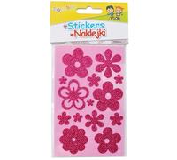 Stickers fleurs avec paillettes 8x12.5cm rouge 14el
