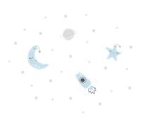 Stickers fusée à la conquête de la lune et des étoiles