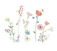 Stickers Géants Fleurs De Champs Rose, Vert, Rouge TU