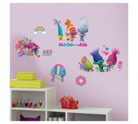 Stickers géants - Les Trolls - Multicolors - 4 planches - Repositionnables - Décoration murale
