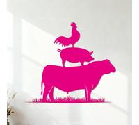 Stickers gravés Animaux de ferme, élevage, cochons, vaches, poulets, voiture, agriculture, ranch, animaux créatifs 51x57.7cm Peinture murale artistique RoseRouge