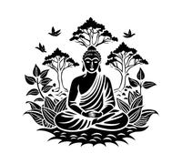 Stickers gravés arbre de Bouddha, arbre de la Bodhi, anglais simple 67.2x70.4cm Ne se décolle pas Noir