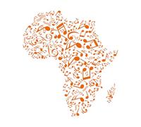 Stickers gravés carte du continent africain composée de notes de musique 54.6x60.7cm Amovible sans laisser de colle Orange