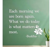 Stickers gravés Chaque matin, nous renaissons. Ce que nous faisons aujourd'hui est ce qui compte le plus. Statue de Bouddha 35x43cm Stickers pour vitres Blanc