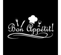 Stickers gravés Citation humoristique sur la cuisine et le restaurant : Bon appétit 30x58.5cm Amovible sans laisser de colle Blanc