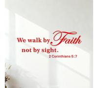 Stickers gravés Citations bibliques, versets, foi, Écriture, biblique, chrétien, religieux, église, phrase, famille 34x81.9cm Décoration de carrosserie Rouge