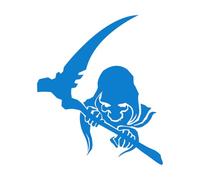 Stickers gravés Crâne de monstre squelette fantôme Faucheuse 34x40.5cm Fourni avec un kit de film de transfert Bleu