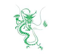 Stickers gravés Dragon chinois fantastique mythe oriental 34x46.2cm Embellissement mural Vert