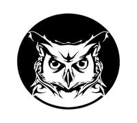 Stickers gravés Hibou Prédateur Chasseur Animal Naturel 36x38.4cm Peinture murale artistique Noir