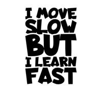 Stickers gravés Je me déplace lentement mais j'apprends vite - citation typographique de motivation 36x53.6cm Multicolore Noir
