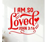 Stickers gravés Je suis profondément aimé, Jean Bible, Écriture chrétienne 42x48.4cm Étanche Rouge