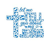 Stickers gravés Jésus sublimé, laisse-moi te parler de mon Jésus Dieu 65.6x81.1cm Amovible sans laisser de colle Bleu