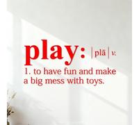 Stickers gravés Jeu Citations de mots Salle de jeux Dictionnaire de la salle de jeux 34x67.6cm Décoration artistique Rouge