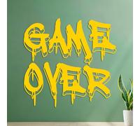 Stickers gravés Jeu vidéo Game Over Boy 42x43.4cm Stickers pour vitres Jaune