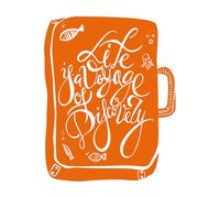 Stickers gravés La vie est un voyage de découverte. Citations inspirantes sur la silhouette d'une valise. Motivation. 52x65.3cm Décoration artistique Orange