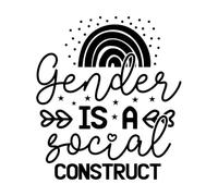 Stickers gravés Le genre est une construction sociale 42x47.2cm Décoration de magasin Noir