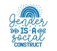 Stickers gravés Le genre est une construction sociale 42x47.2cm Embellissement mural Bleu