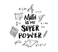 Stickers gravés Les mathématiques sont un super pouvoir - Citation de motivation manuscrite 34x38.6cm Imperméable Noir