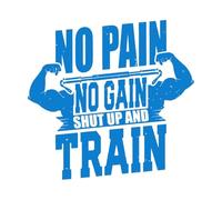 Stickers gravés Pas de douleur, pas de gain. L'idée de se taire et de s'entraîner. 42x43.8cm Décoration de magasin Bleu