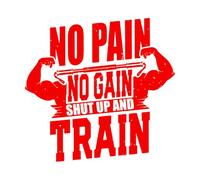 Stickers gravés Pas de douleur, pas de gain. L'idée de se taire et de s'entraîner. 42x43.8cm Ne se décolle pas Rouge