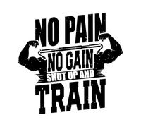 Stickers gravés Pas de douleur, pas de gain. L'idée de se taire et de s'entraîner. 67.2x70.1cm Décoration artistique Noir