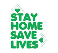 Stickers gravés Restez chez vous, sauvez des vies. 68x80.1cm Modification et ajout d'informations possibles Vert