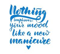 Stickers gravés Rien n'améliore autant l'humeur qu'une nouvelle calligraphie sur les ongles. 67.2x74.1cm Culture du tatouage Bleu