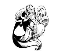 Stickers gravés Salle de bain Sirène Sex-appeal Ocean Girl Teen 34x43cm Autocollant Noir