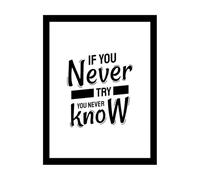 Stickers gravés « Si tu n'essaies pas, tu ne sauras jamais. » Citation inspirante et motivante 49.4x65cm Décoration de carrosserie Noir