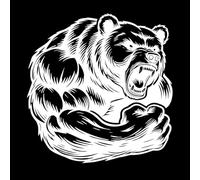 Stickers gravés Silhouette d'un ours en colère 54x55.6cm Auto-adhésif Blanc