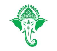 Stickers gravés visage de Ganesha, dieu hindou, art, icône religieuse 54.6x60.2cm Multicolore Vert