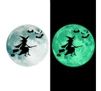Stickers halloween lune phosphorescentes + sorcière et chauves-souris