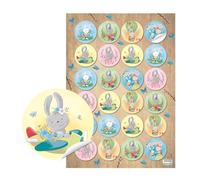 Stickers lapin, 24 pièces: autocollants ronds, sticker lapin de Pâques enfant, gommettes colorées, étiquettes autocollantes cadeaux, décoration Pâques, ⌀ 4 cm