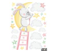 Stickers lapin rêveur dans les étoiles