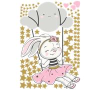 Stickers lapine sur le nuage balançoire + 100 étoiles