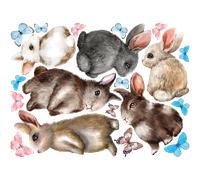 Stickers lapins et papillons des forêts